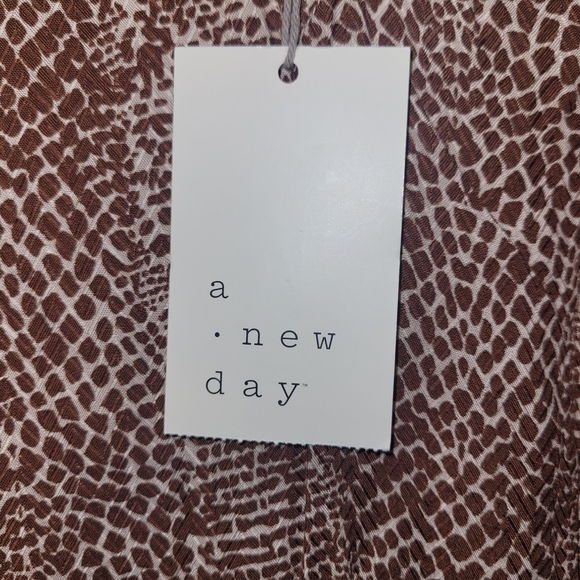 A New Day XXL Brown Snakeskin Print Midi Dress NWT Belted V Neck Boho Plus Size - Picture 9 of 9